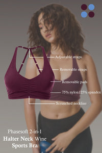 Phasesoft 2-in-1 Halter Neck Sports Bra – Wine thumbnail 3