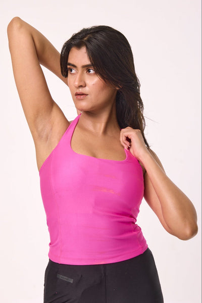 Hot Pink Top + Wine Sports Bra Set